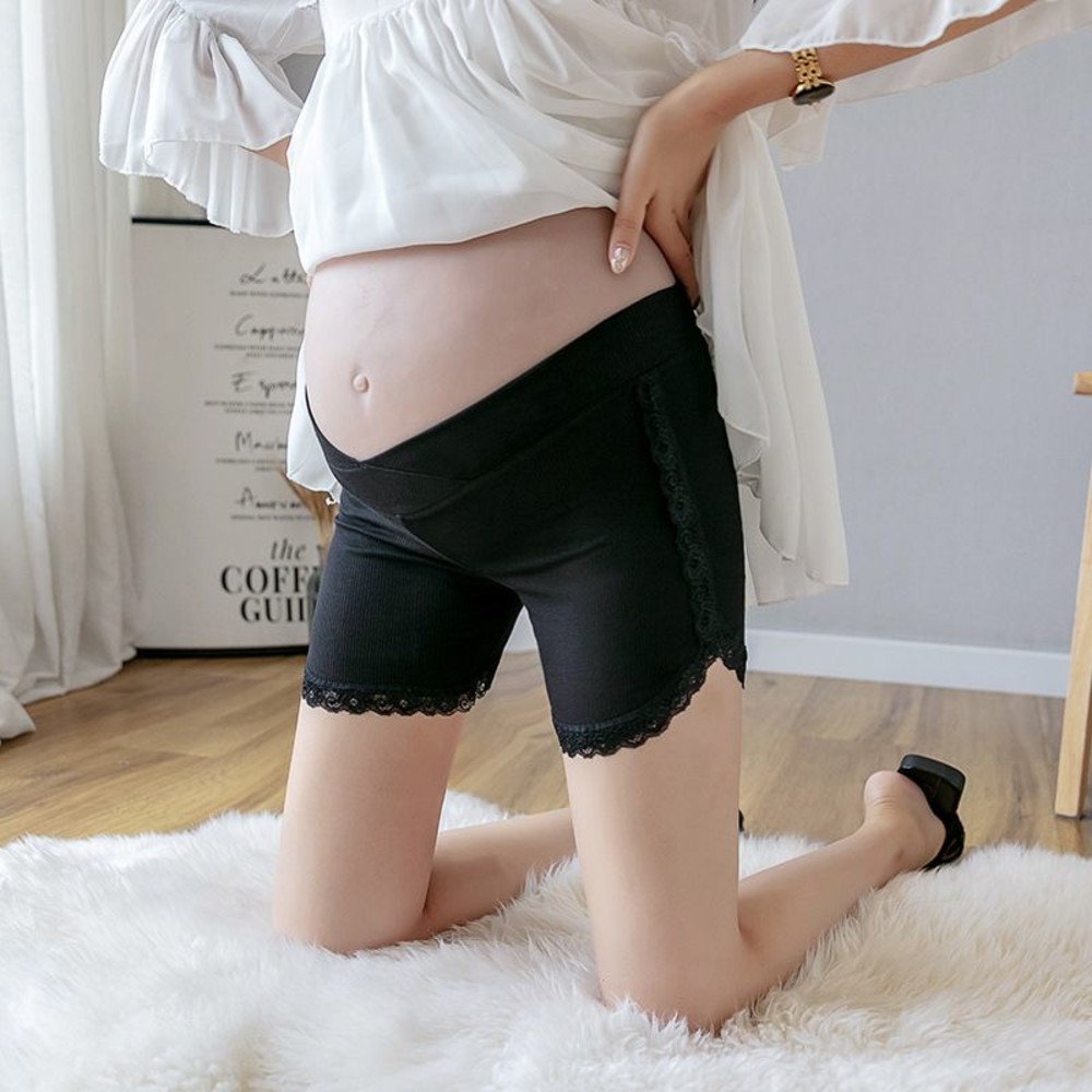 【L8316】 夏日 孕婦 低腰 安全褲 低腰 蕾絲 坑條 超彈力 孕婦安全褲 孕婦打底褲 防走光