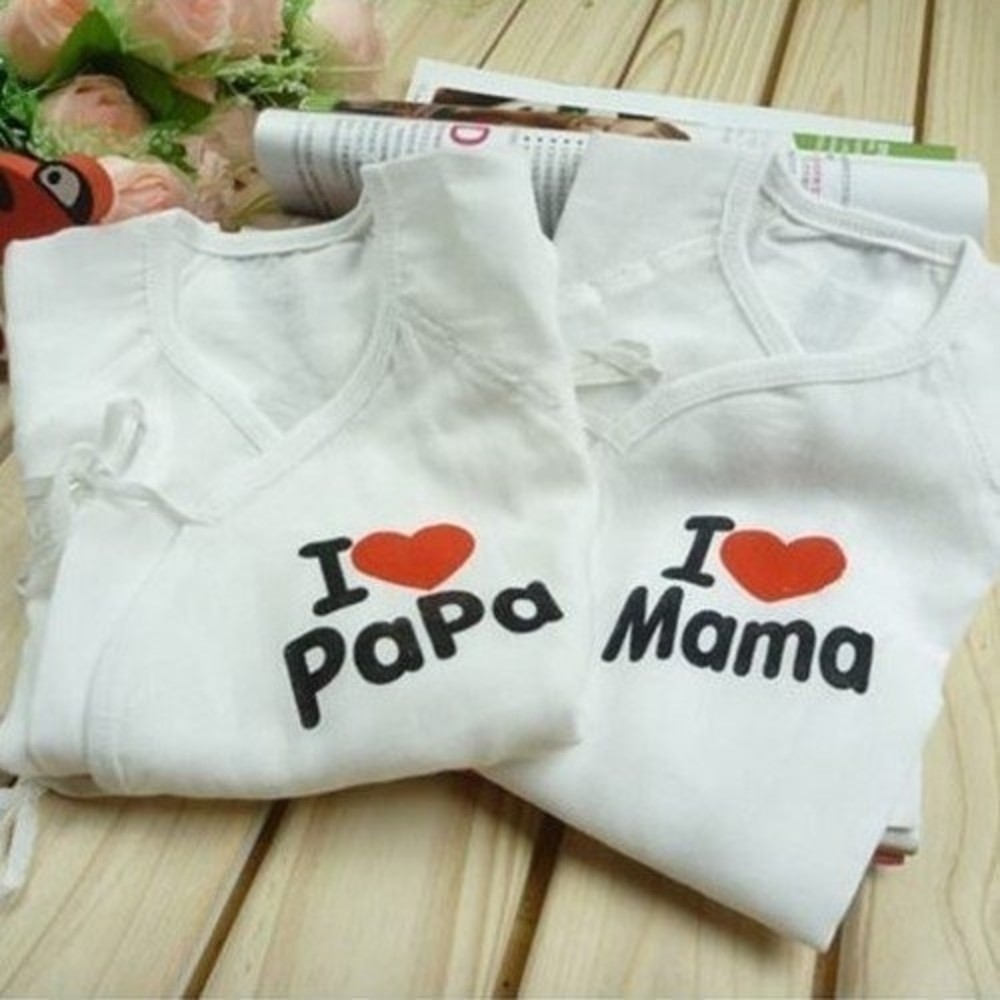PAMA2-【PAMA2】兩件組 寶寶紗布衣 我愛爸媽 新生兒 純棉 蝴蝶裝 紗布衣 兩件組 日單 日本熱銷